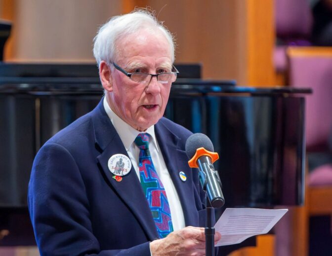 In this file photo from November 2024, former Lancaster Mayor Art Morris speaks during the celebration of life for Ron Ford inside Brightside Baptist Church in Lancaster. Morris was mayor when "Witness" premiered at the Fulton Opera House in 1985.