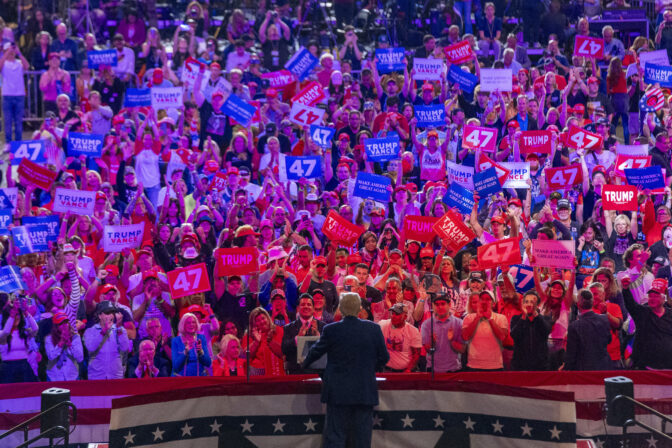 Republican presidential nominee former President Donald Trump speaks at a campaign event at Nassau Coliseum, Wednesday, Sept.18, 2024, in Uniondale, N.Y. (AP Photo/Alex Brandon)