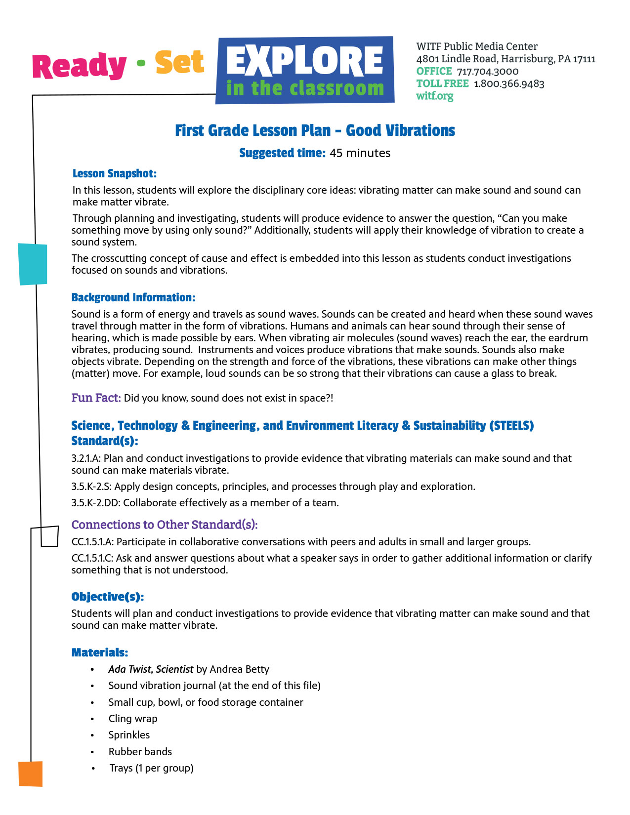 First Grade Lesson Plan - Good Vibrations