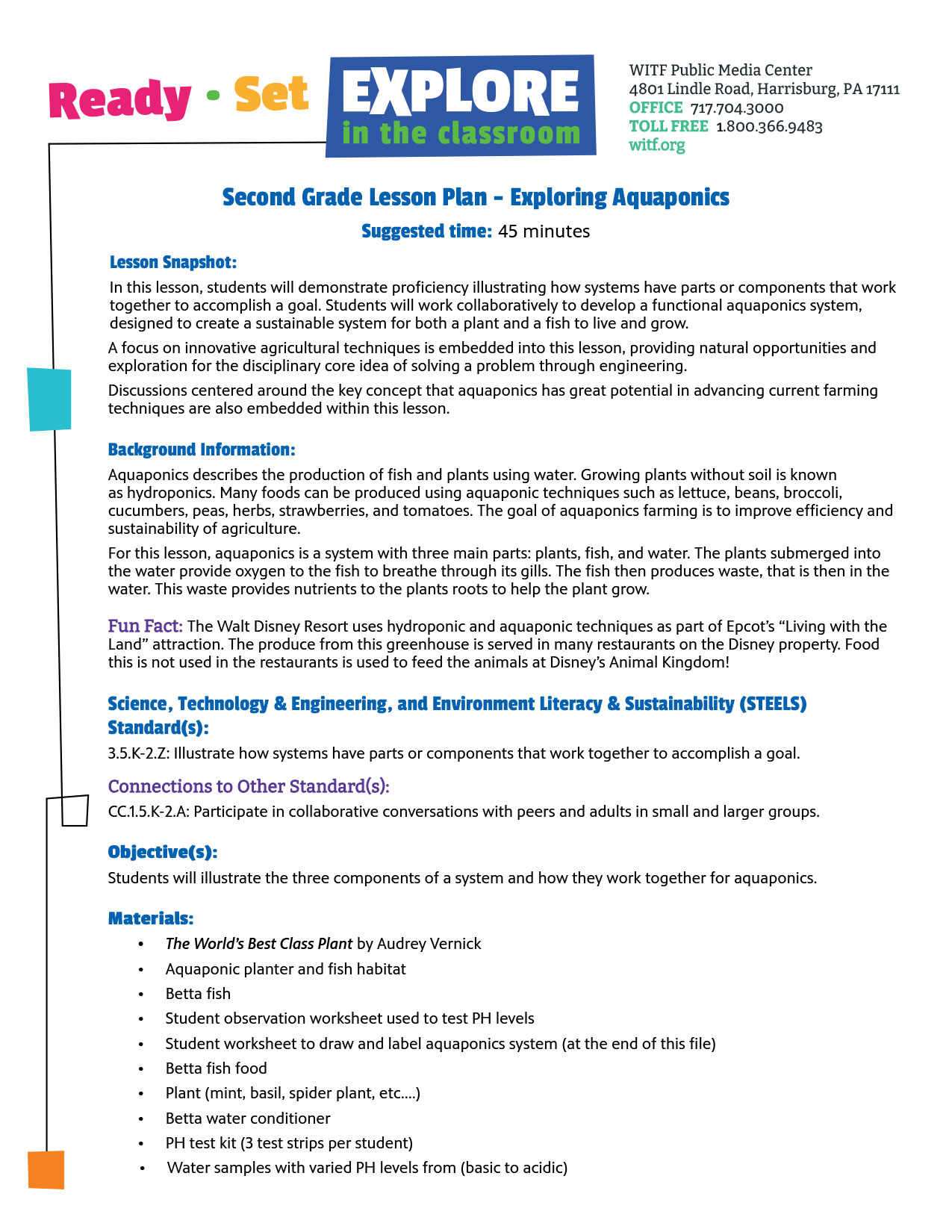 Second Grade Lesson Plan - Exploring Aquaponics