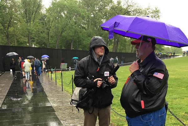 WITF's Tim Lambert talks with Vietnam War veteran Jeff Butch at the Vietnam Veterans Memorial in Washington D.C.